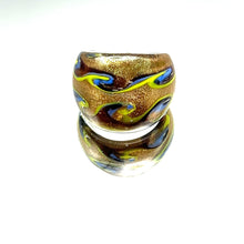 Handmade Glass Acrylic Ring Arabesque Golden Chromatic Infinity Band