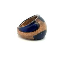 Handmade Glass Acrylic Ring Artistic Navy Bold Golden Infinity Band