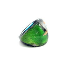 Handmade Glass Acrylic Ring Artistry Aqua Radiance Infinity Band