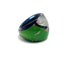 Handmade Glass Acrylic Ring Artistry Aqua's Radiance Infinity Band