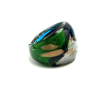 Handmade Glass Acrylic Ring Artistry in Aqua Radiance Infinity Band