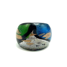Handmade Glass Acrylic Ring Artistry in Aqua Radiance Infinity Band
