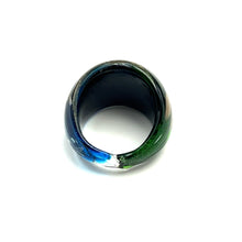 Handmade Glass Acrylic Ring Artistry in Aqua Radiance Infinity Band