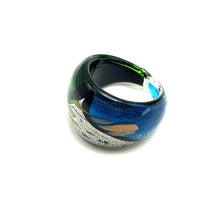 Handmade Glass Acrylic Ring Artistry in Aqua Radiance Infinity Band