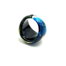 Handmade Glass Acrylic Ring Artistry in Aqua Radiance Infinity Band