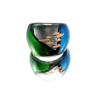 Handmade Glass Acrylic Ring Artistry with Aqua Radiance Infinity Band