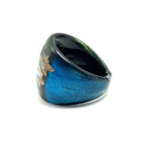 Handmade Glass Acrylic Ring Artistry with Aqua Radiance Infinity Band