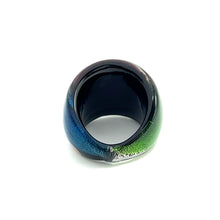 Handmade Glass Acrylic Ring Artistry with Radiance Aqua Infinity Band