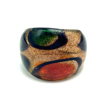 Handmade Glass Acrylic Ring Autumn Foliage Citrus Golden Infinity Band
