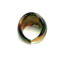 Handmade Glass Acrylic Ring Autumn Foliage Golden Citrus Infinity Band
