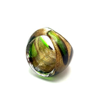 Handmade Glass Acrylic Ring Autumn Foliage Golden Citrus Infinity Band