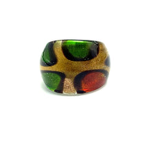 Handmade Glass Acrylic Ring Autumn Foliage Golden Citrus Infinity Band