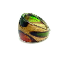 Handmade Glass Acrylic Ring Autumn Foliage Golden Citrus Infinity Band