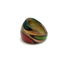 Handmade Glass Acrylic Ring Autumn Golden Citrus Foliage Infinity Band