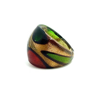 Handmade Glass Acrylic Ring Autumnal Foliage Citrus Golden Infinity Band