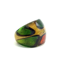 Handmade Glass Acrylic Ring Autumnal Foliage Citrus Golden Infinity Band