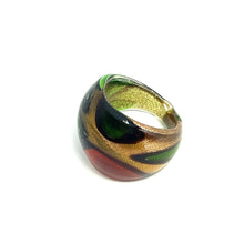Handmade Glass Acrylic Ring Autumnal Foliage Citrus Golden Infinity Band