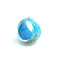 Handmade Glass Acrylic Ring Azure Horizon Golden Infinity Band