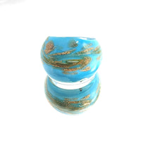 Handmade Glass Acrylic Ring Azure Horizon Golden Infinity Band