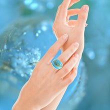 Handmade Glass Acrylic Ring Azure Horizon Golden Infinity Band