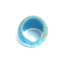 Handmade Glass Acrylic Ring Azure Horizon Golden Infinity Band