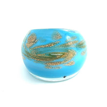 Handmade Glass Acrylic Ring Azure Horizon Golden Infinity Band