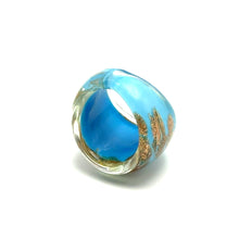 Handmade Glass Acrylic Ring Azure Horizon's Golden Infinity Band