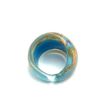 Handmade Glass Acrylic Ring Azure Horizon's Golden Infinity Band