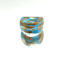 Handmade Glass Acrylic Ring Azure Horizon's Golden Infinity Band