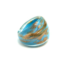 Handmade Glass Acrylic Ring Azure Horizon's Golden Infinity Band