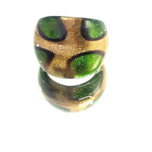 Handmade Glass Acrylic Ring Blossom Golden Meadow Infinity Band