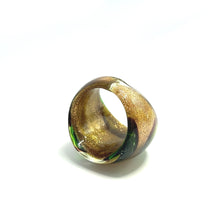 Handmade Glass Acrylic Ring Blossom Golden Meadow Infinity Band