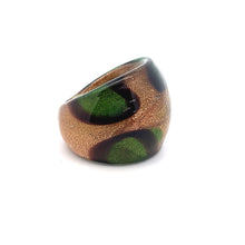Handmade Glass Acrylic Ring Blossom's Golden Meadow Infinity Band