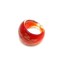Handmade Glass Acrylic Ring Brilliance Gilded Ember Infinity Band
