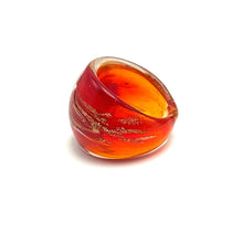Handmade Glass Acrylic Ring Brilliance Gilded with Ember Infinity Band