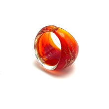 Handmade Glass Acrylic Ring Brilliance Gilded with Ember Infinity Band
