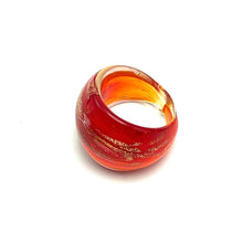 Handmade Glass Acrylic Ring Brilliance Gilded with Ember Infinity Band