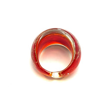 Handmade Glass Acrylic Ring Brilliance Gilded with Ember Infinity Band