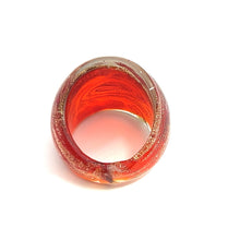 Handmade Glass Acrylic Ring Brilliance of Gilded Ember Infinity Band