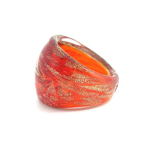 Handmade Glass Acrylic Ring Brilliance of Gilded Ember Infinity Band