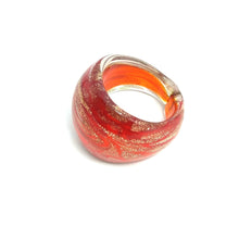 Handmade Glass Acrylic Ring Brilliance of Gilded Ember Infinity Band