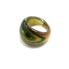 Handmade Glass Acrylic Ring Celestial Radiance Golden Infinity Band