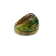 Handmade Glass Acrylic Ring Celestial Radiance Golden Infinity Band