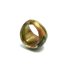 Handmade Glass Acrylic Ring Celestial Radiance Golden Infinity Band