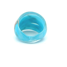 Handmade Glass Acrylic Ring Cerulean Splendor Sparkle Infinity Band