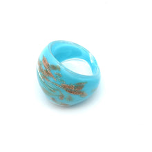 Handmade Glass Acrylic Ring Cerulean Splendor Sparkle Infinity Band