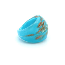 Handmade Glass Acrylic Ring Cerulean Splendor Sparkle Infinity Band