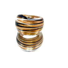 Handmade Glass Acrylic Ring Chic Monochrome Panda Golden Infinity Band