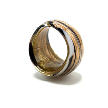 Handmade Glass Acrylic Ring Chic Monochrome Panda Golden Infinity Band