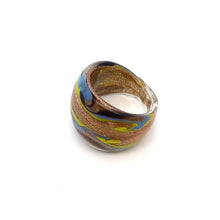 Handmade Glass Acrylic Ring Chromatic Arabesque Golden Infinity Band